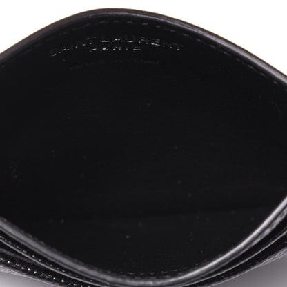 Saint Laurent Grain De Poudre Matelasse Chevron Monogram Credit Card Case Black 5 of 7