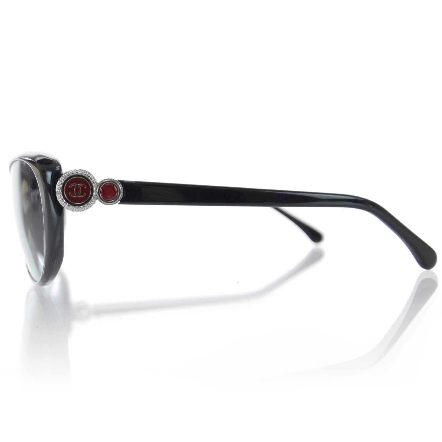 Chanel Acetate Collection Bouton Cat Eye Sunglasses 5190 Black 3 of 5