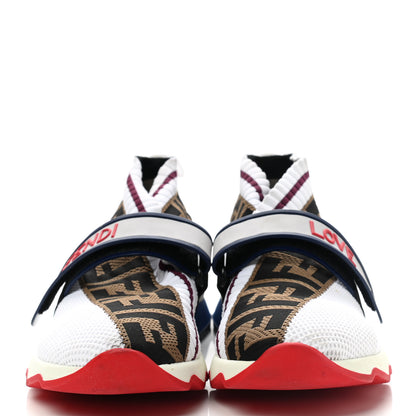 Fendi Stretch Yarn FF Stiff Band Rockoko Sneakers 36 White Tobacco Red 4 of 9