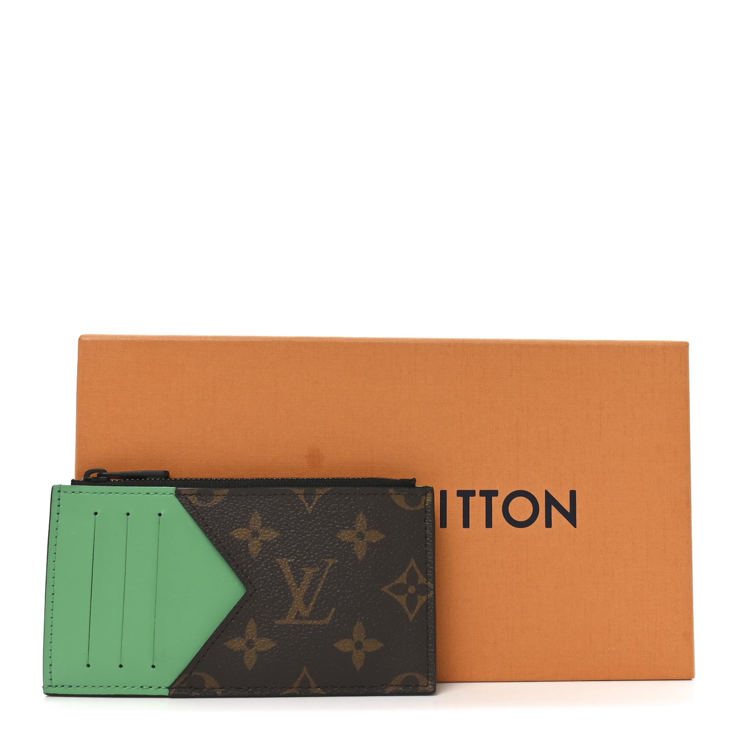 Monogram Calfskin Coin Card Holder Minty Green