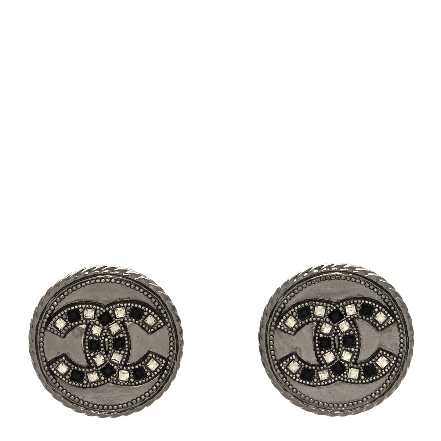 Ruthenium Crystal CC Round Earrings