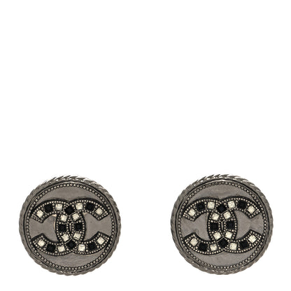Chanel Ruthenium Crystal CC Round Earrings 1 of 4