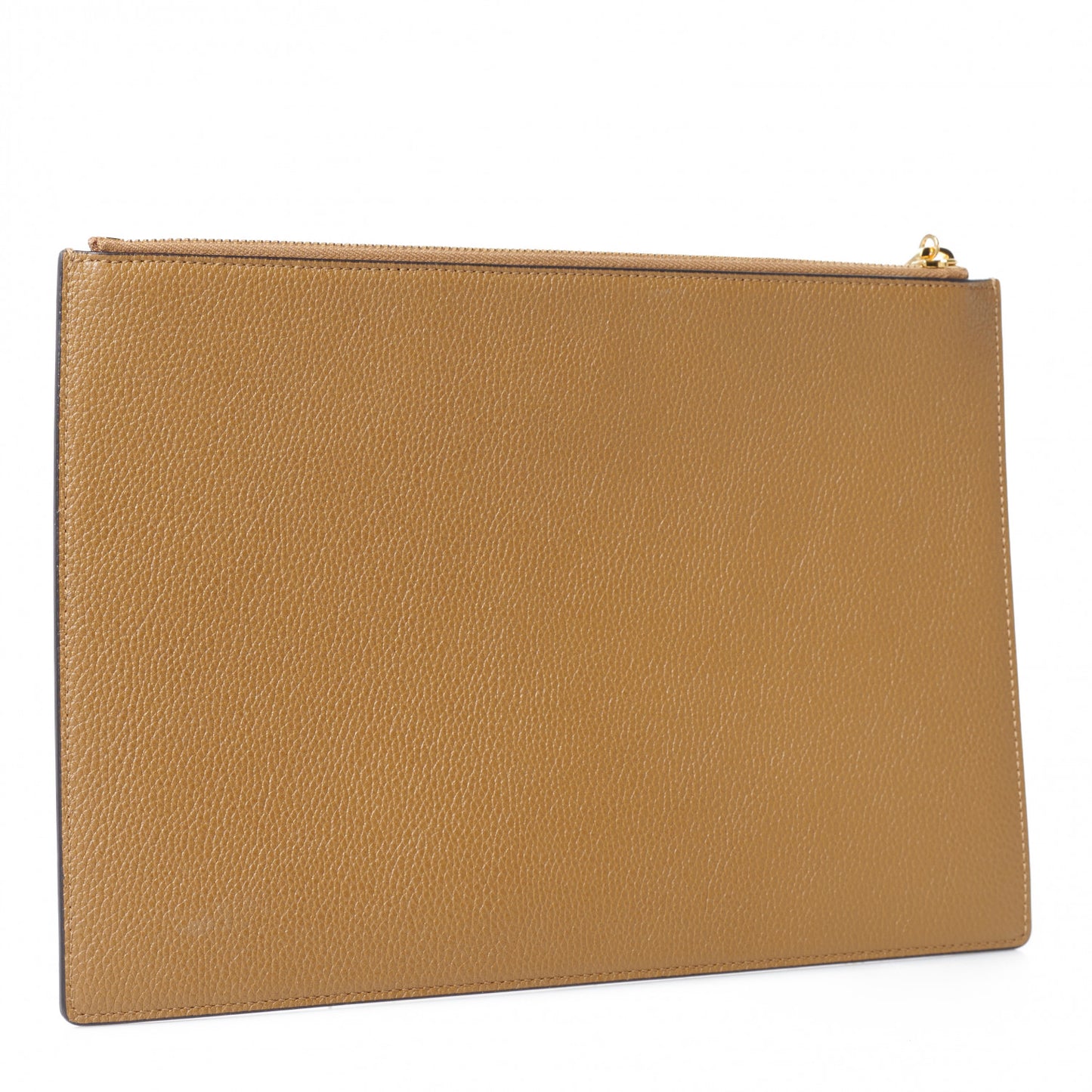 Grainy Calfskin Zumi Zip Pouch Friky Taupe