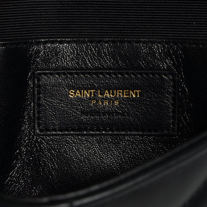 Saint Laurent Lambskin Matelasse Chevron Medium Monogram Satchel Black 8 of 10