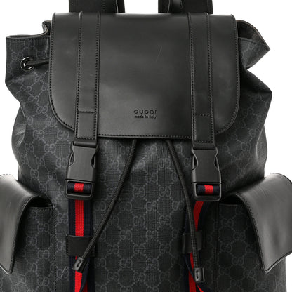 Gucci Soft GG Supreme Monogram Appia Calfskin Web Double Buckle Backpack Black 8 of 13