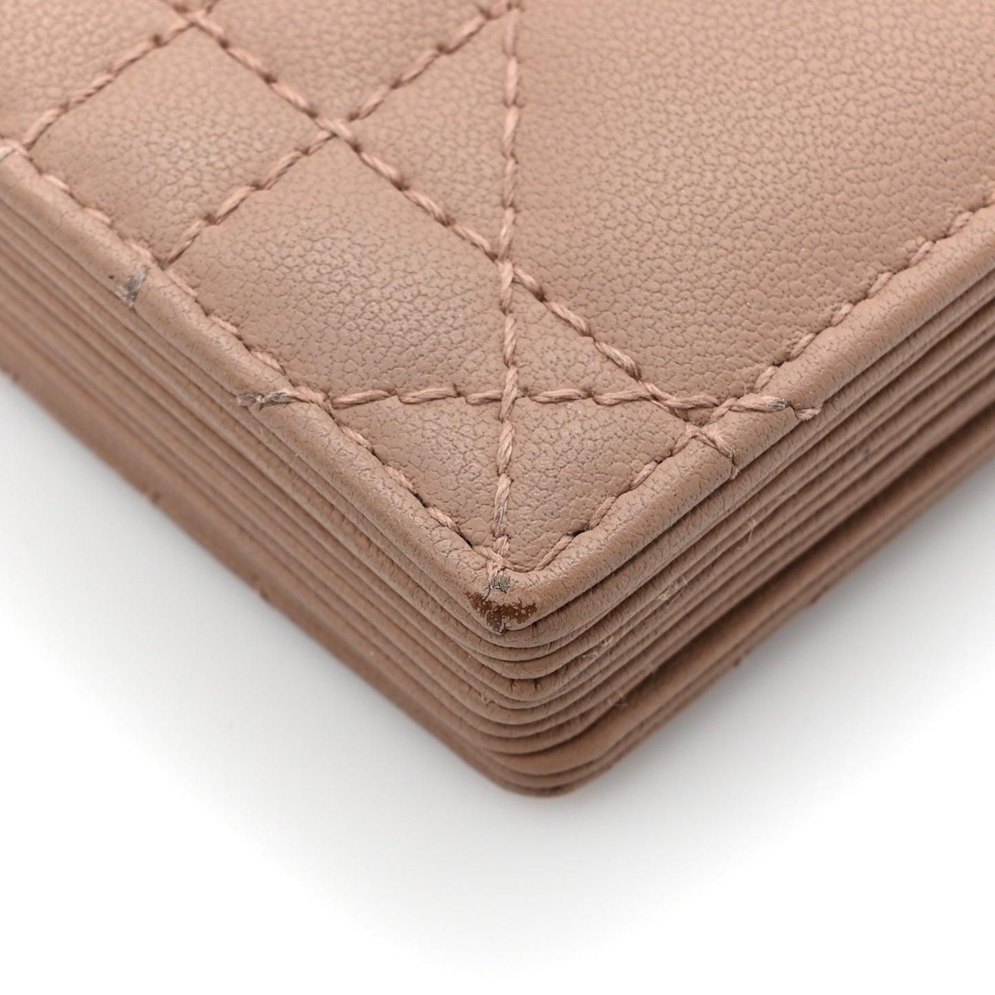 Ultra Matte Calfskin Cannage Lady Dior 5-Gusset Card Holder Blush Powder