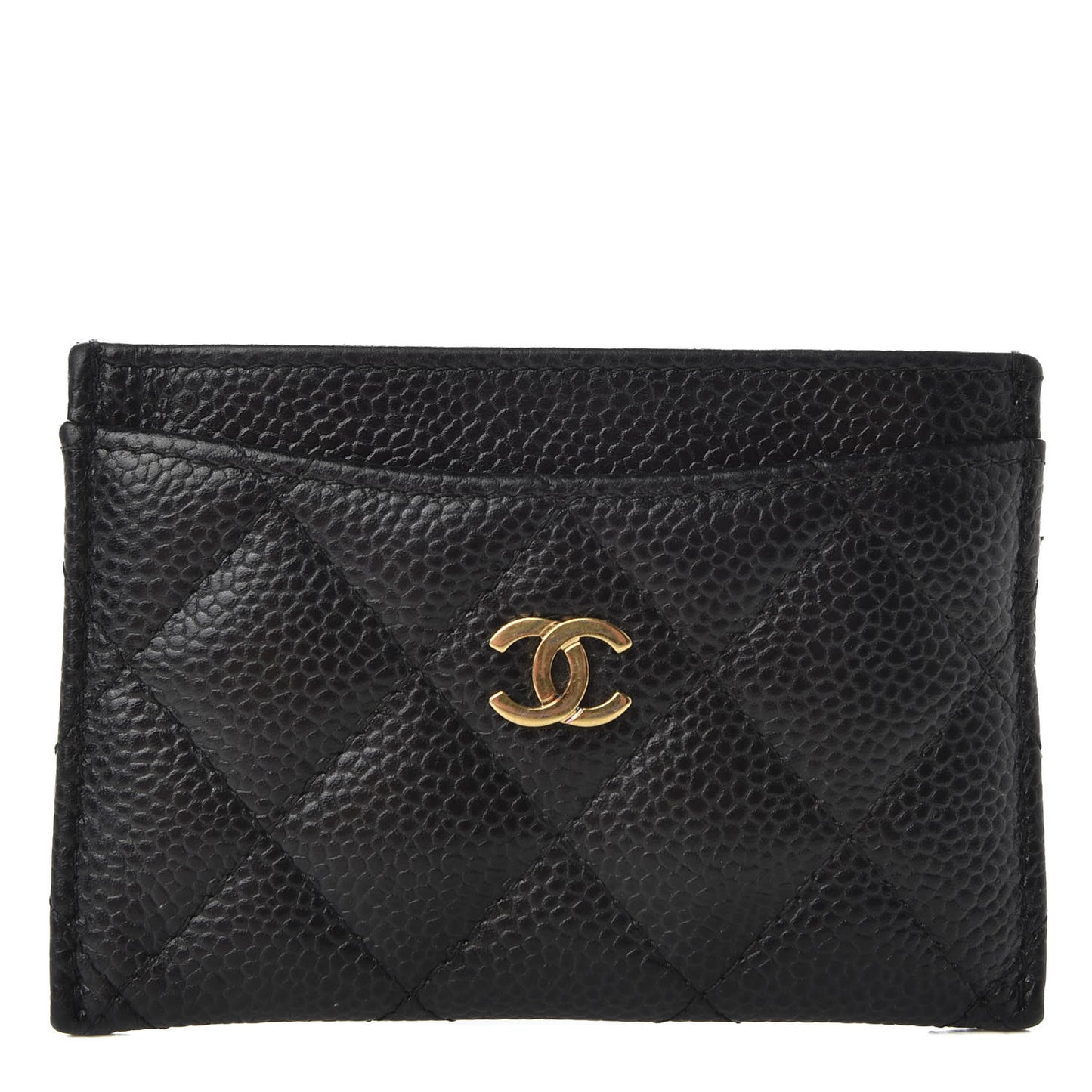 Caviar Quilted Card Holder Black