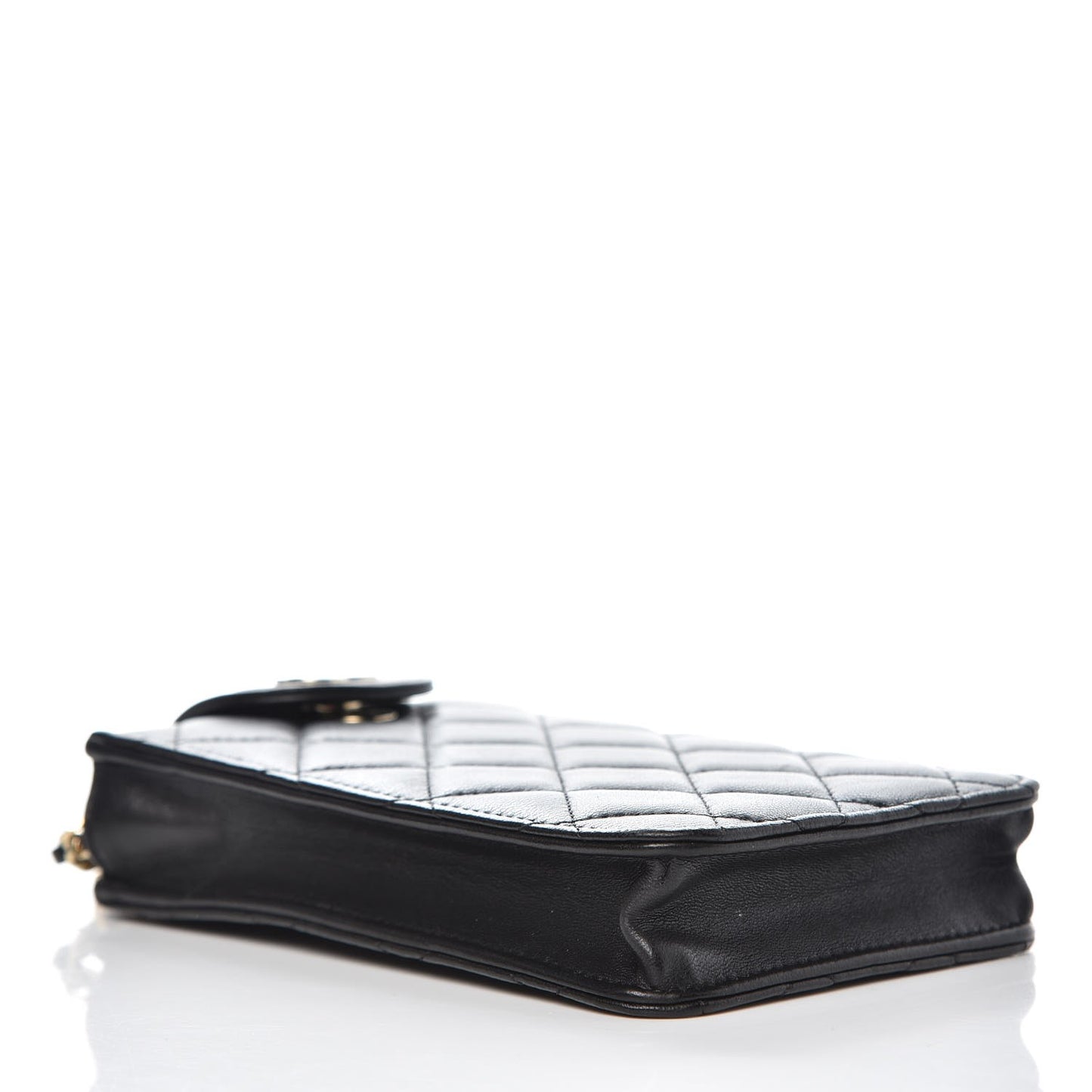 Lambskin Quilted CC Phone Holder Black
