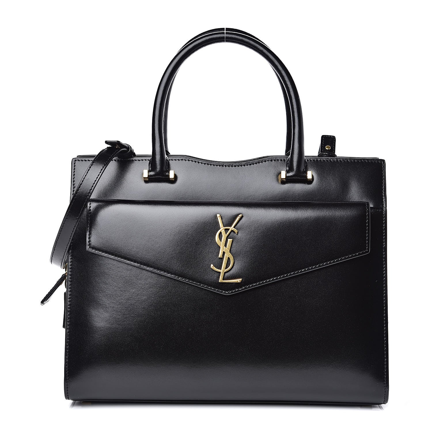 Saint Laurent Shiny Calfskin Medium Uptown Tote Black 1 of 10