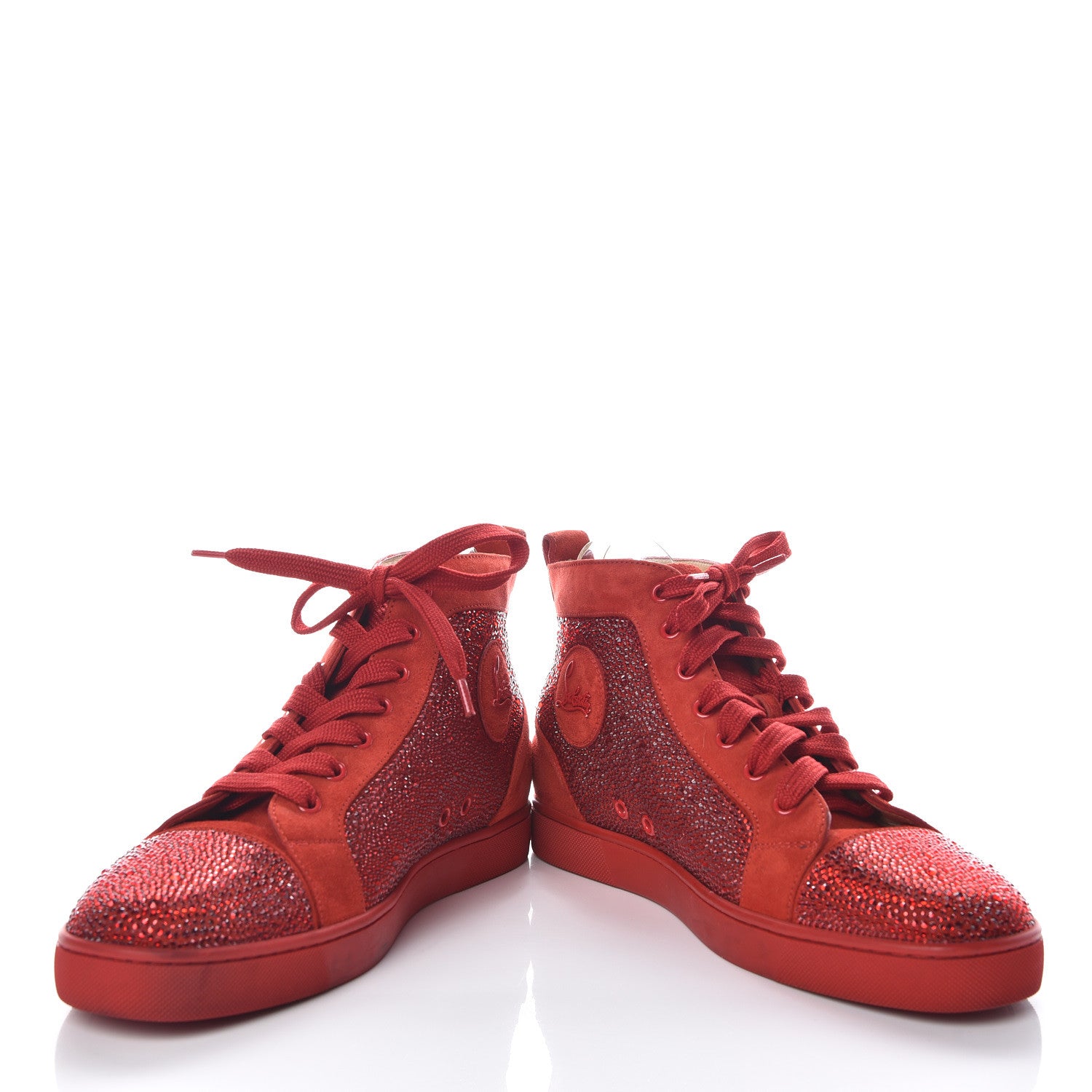 Christian Louboutin Veau Velours Strass Mens Louis Flat Sneakers 41 Red 5 of 18
