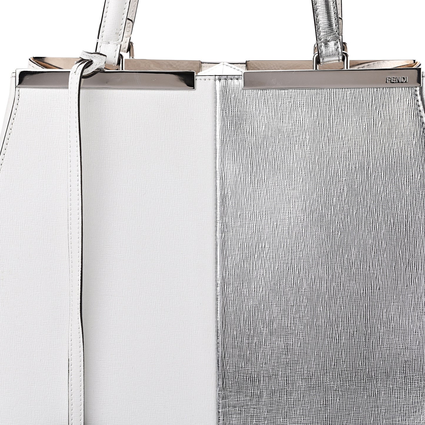 Vitello Elite Bi-Color Large 3Jours Tote Argento White