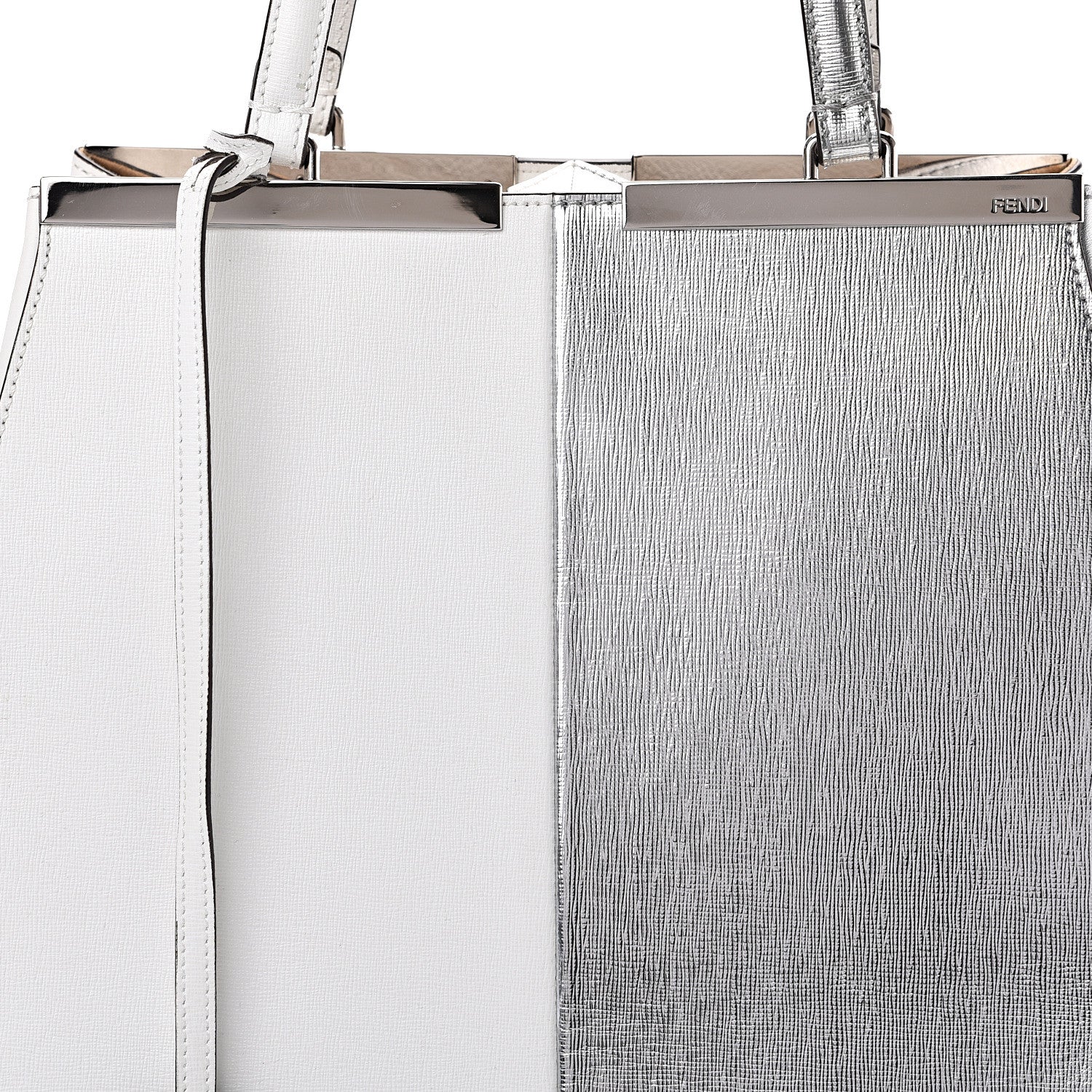 Fendi Vitello Elite Bi-Color Large 3Jours Tote Argento White 7 of 16