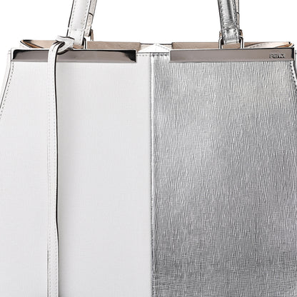 Fendi Vitello Elite Bi-Color Large 3Jours Tote Argento White 7 of 16