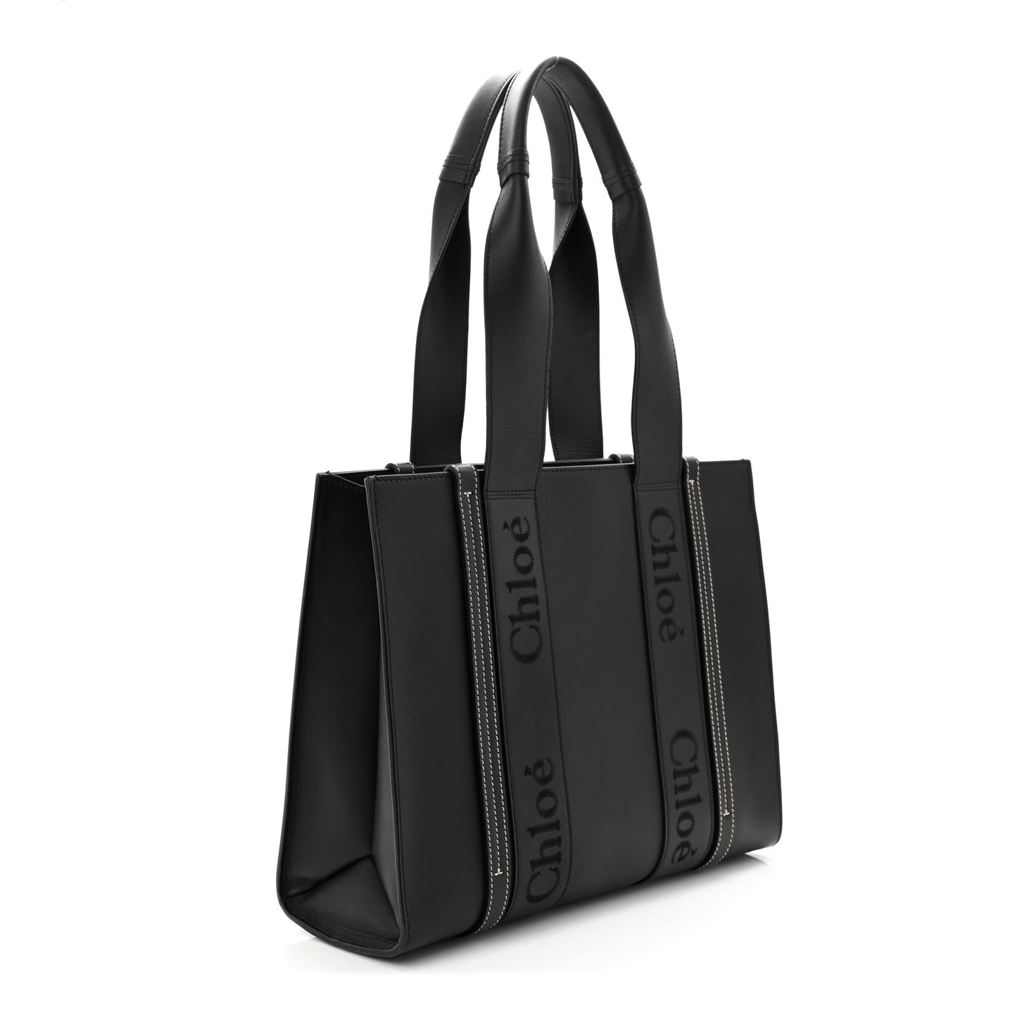 Calfskin Medium Woody Tote Black