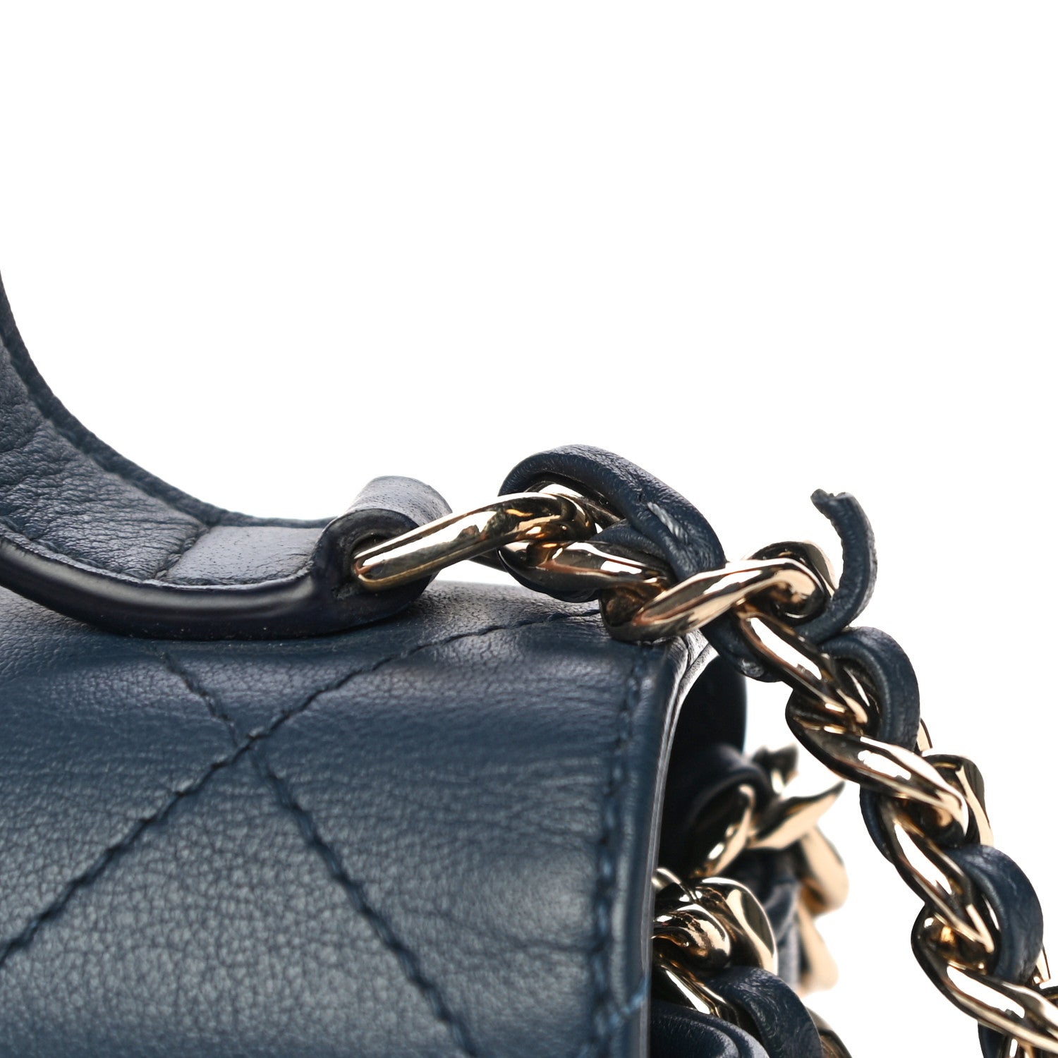 Chanel Calfskin Quilted Small Double Pocket Top Handle Flap Blue 16 of 16