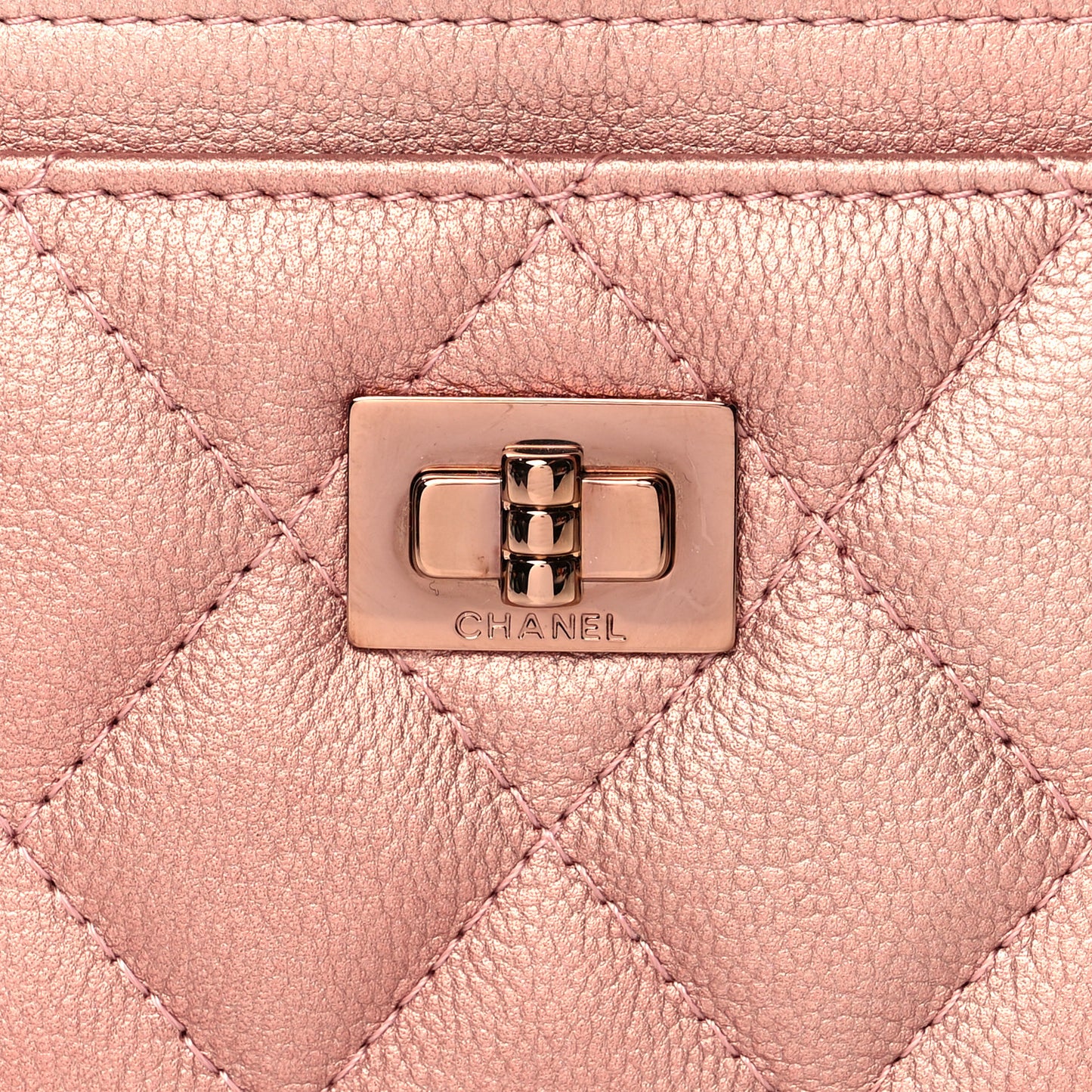 Metallic Caviar Quilted Reissue Card Holder Copper Pink