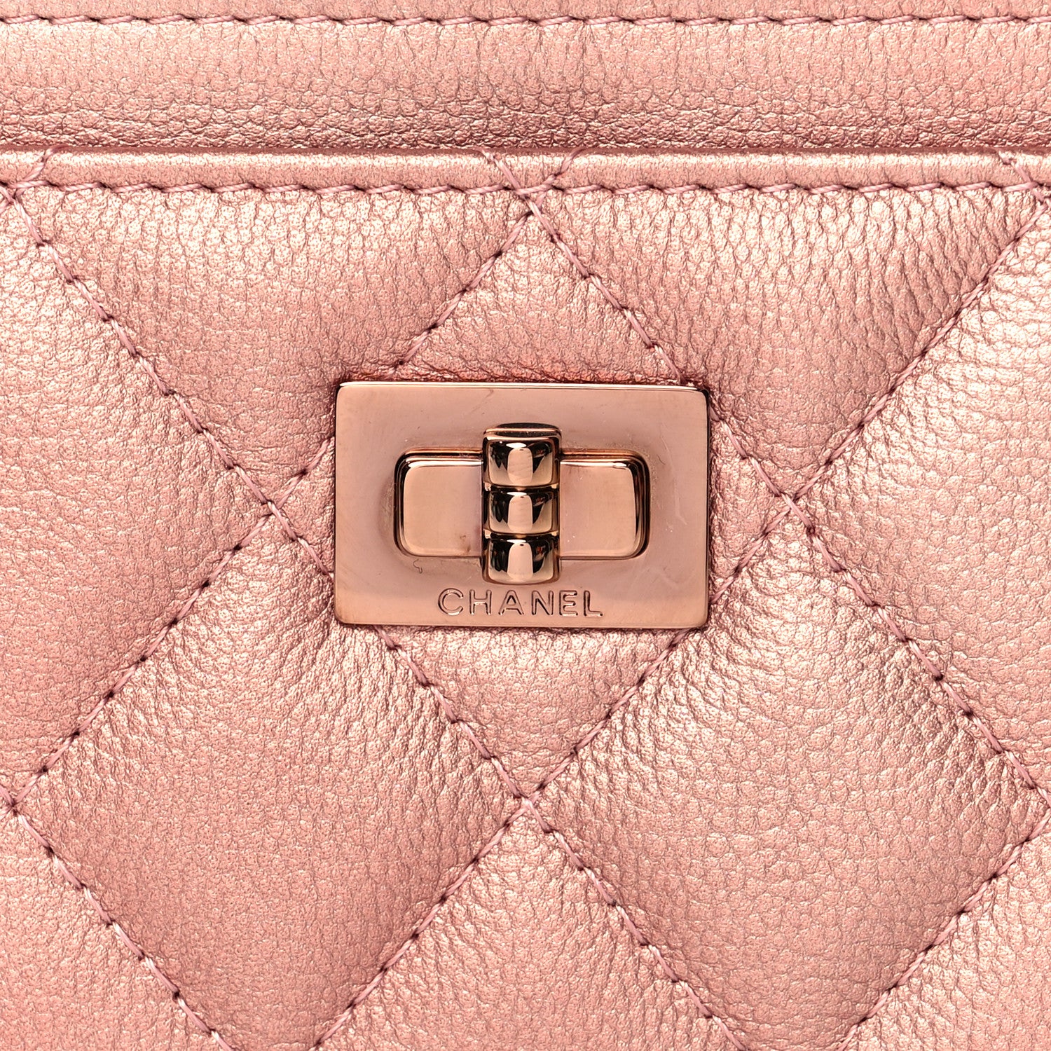 Chanel Metallic Caviar Quilted Reissue Card Holder Copper Pink 9 of 9