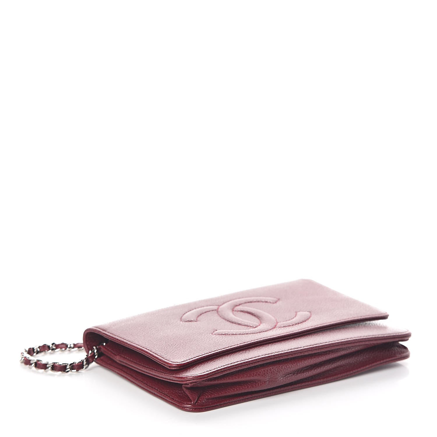 Chanel Caviar Timeless CC Wallet on Chain WOC Dark Red 4 of 9