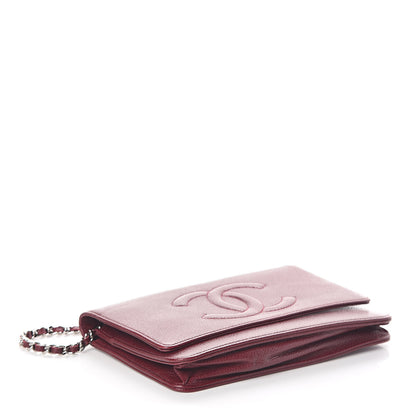 Chanel Caviar Timeless CC Wallet on Chain WOC Dark Red 4 of 9