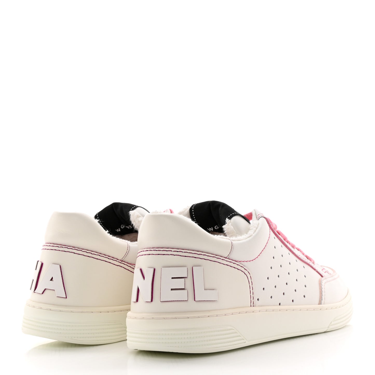 Calfskin Womens Logo Sneakers 38 White Pink