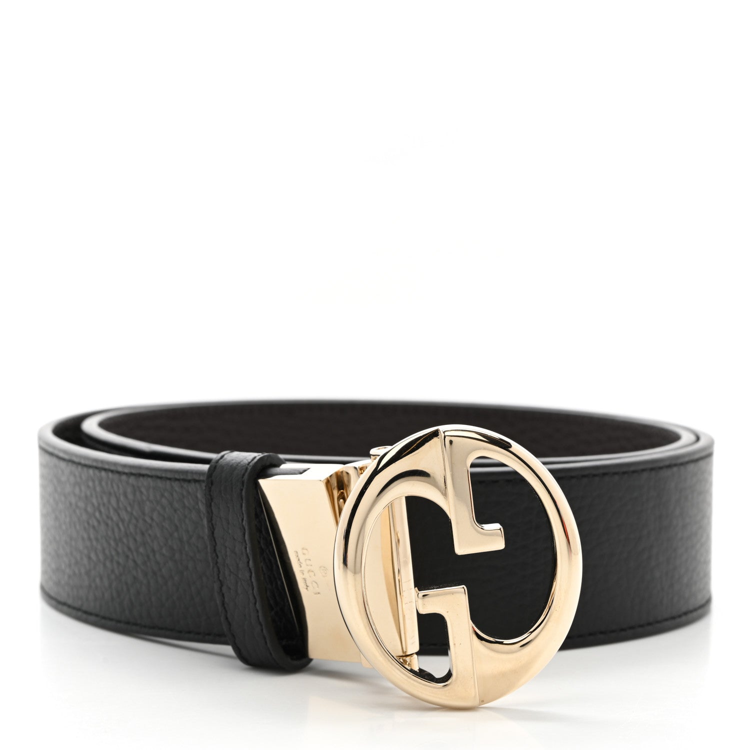 Gucci Dollar Calfskin 1973 Reversible Belt 90 36 Black Testa di Moro 1 of 5