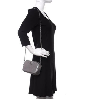 Prada Metallic Saffiano Belt Bag Silver 2 of 10