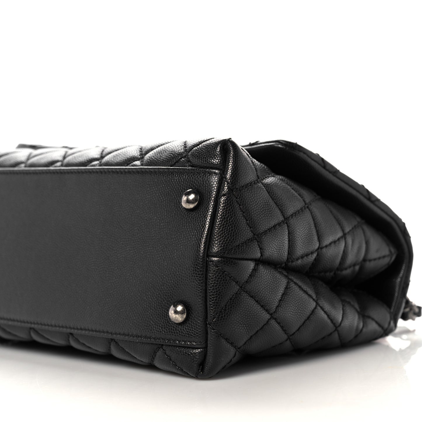Caviar Lizard Quilted Small Coco Handle Flap Black