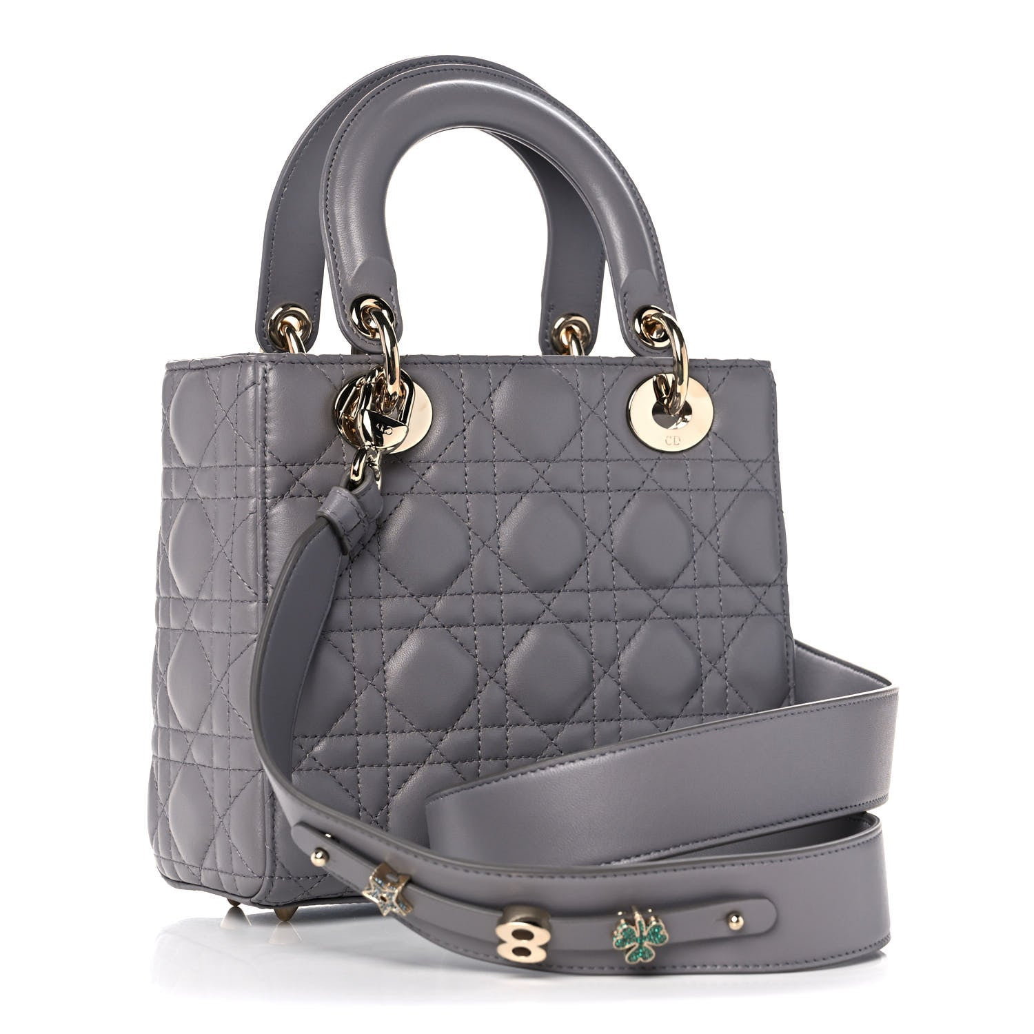 Christian Dior Lambskin Cannage Small My ABCDior Lady Dior Grey 3 of 12
