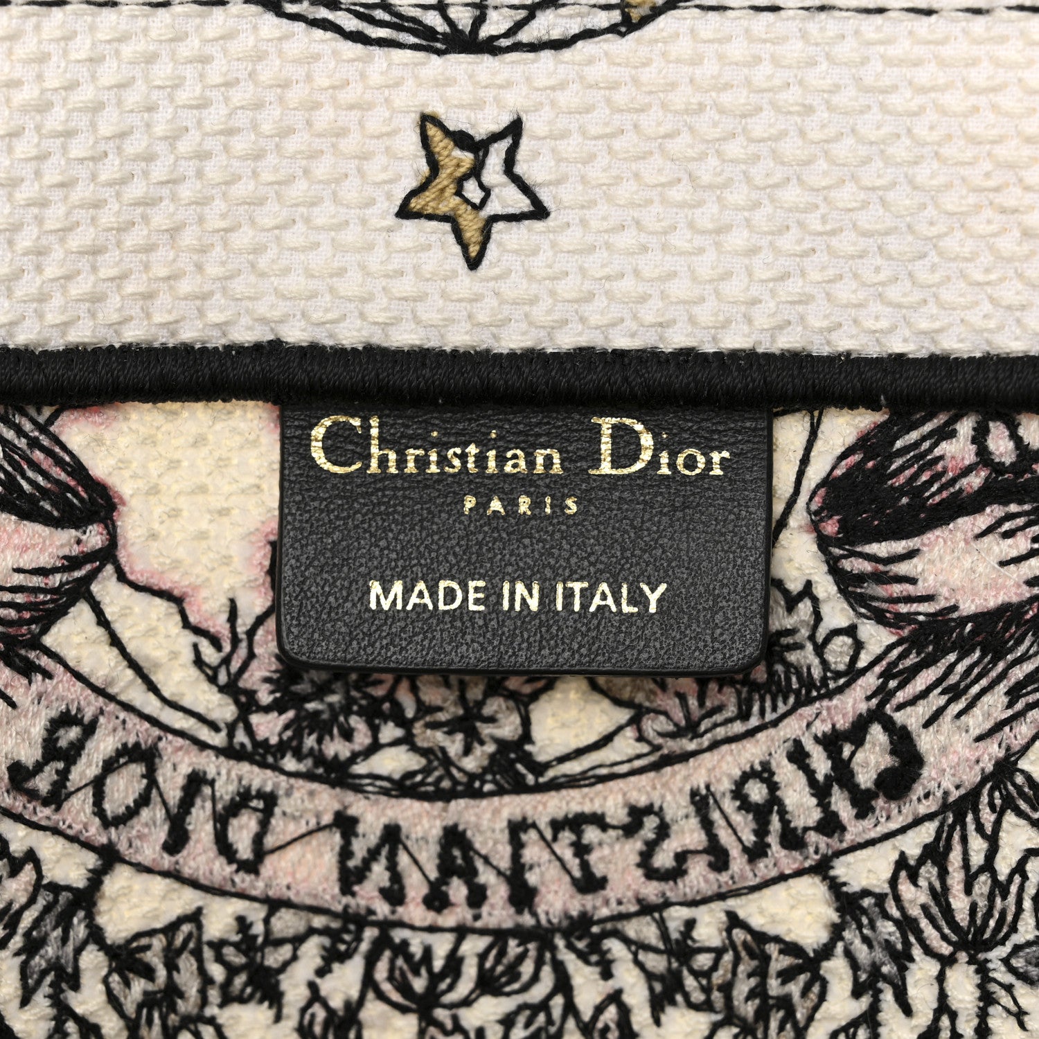 Christian Dior Canvas Embroidered Large Butterfly Around The World Book Tote White Pastel Pink 6 of 12