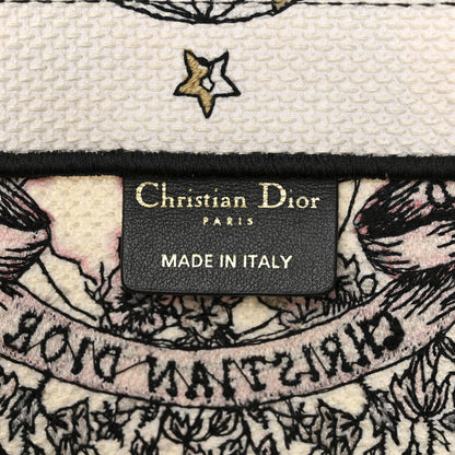 Christian Dior Canvas Embroidered Large Butterfly Around The World Book Tote White Pastel Pink 6 of 12