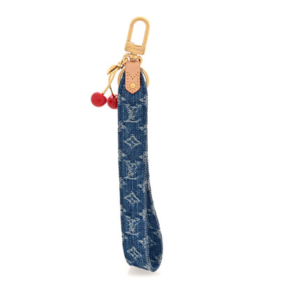Louis Vuitton LV X TM Monogram Denim Cerise Dragonne Bag Charm Denim Blue 1 of 3