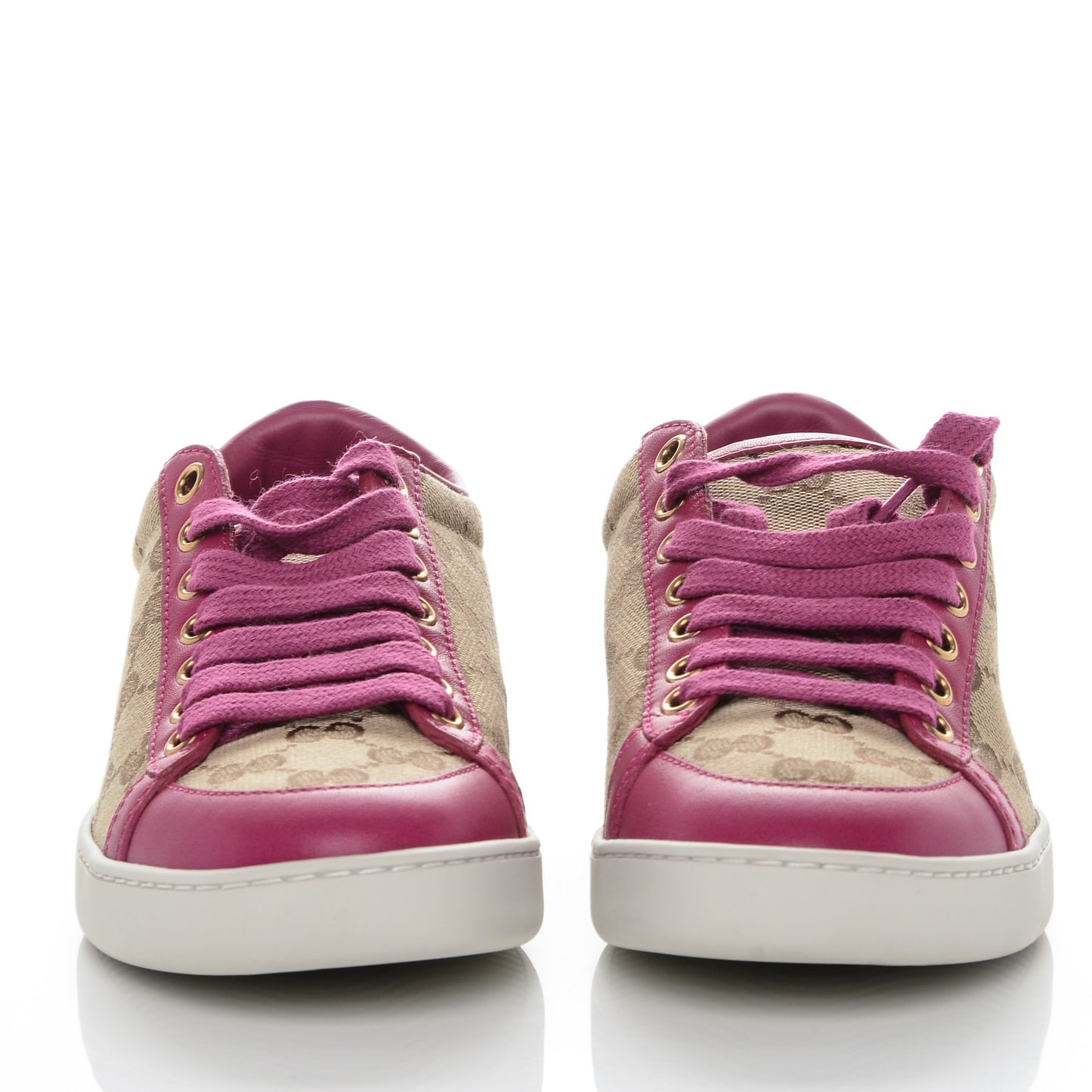 GG Supreme Monogram Brooklyn Sneakers 35.5 Beige New Rosette