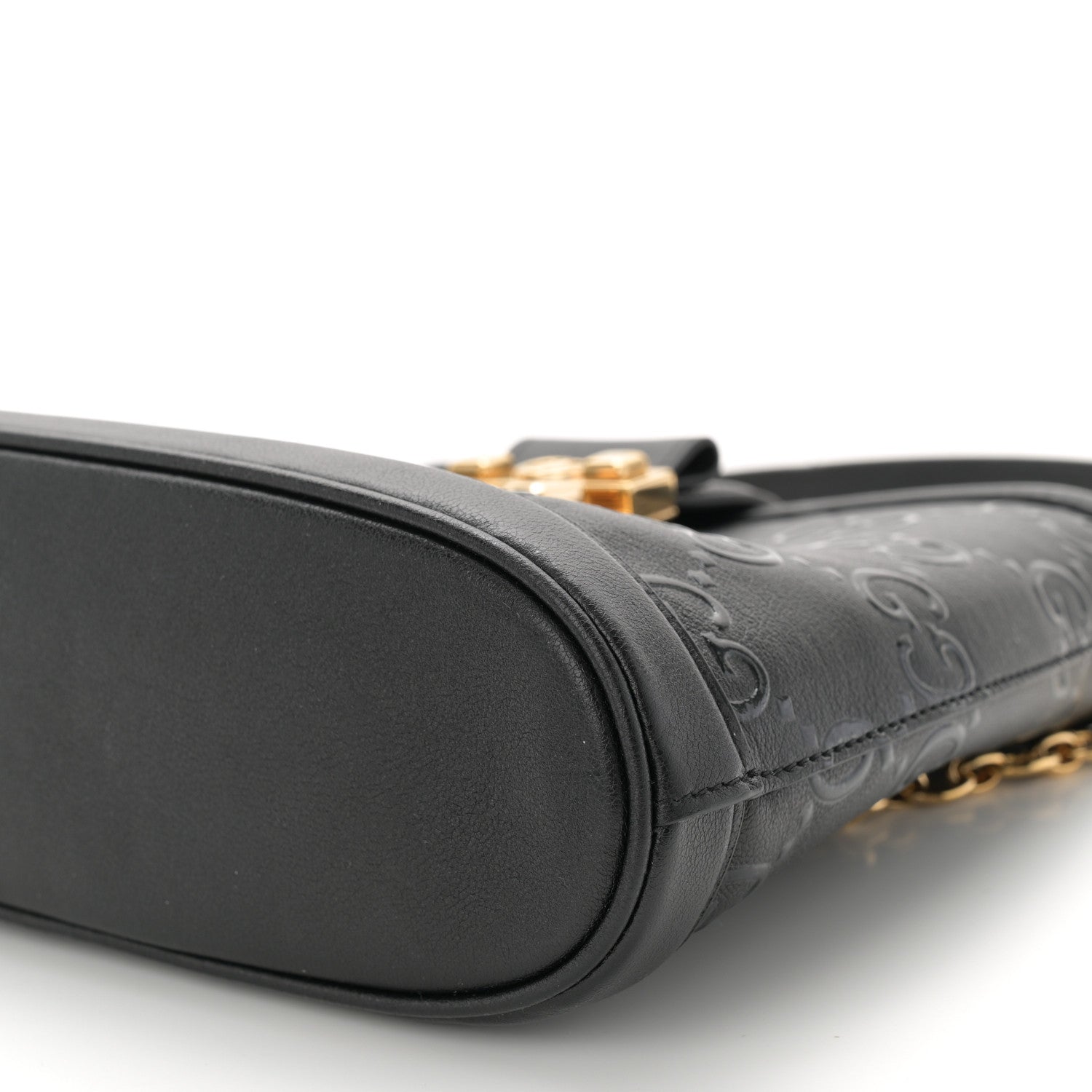 Gucci Wonka Grain Calfskin GG Monogram Debossed Small Padlock Shoulder Bag Black 10 of 10