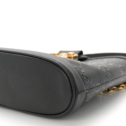 Gucci Wonka Grain Calfskin GG Monogram Debossed Small Padlock Shoulder Bag Black 10 of 10