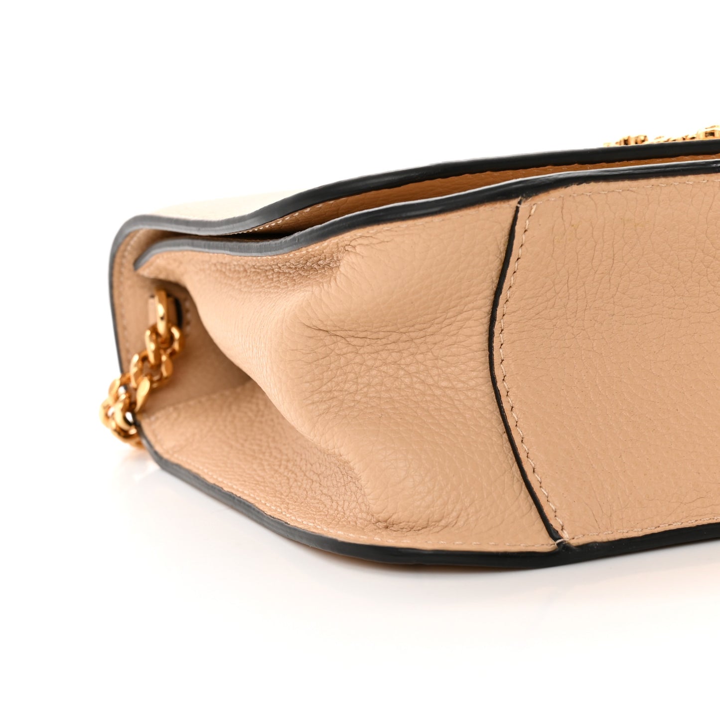 Grained Calfskin Virtus Shoulder Bag Beige