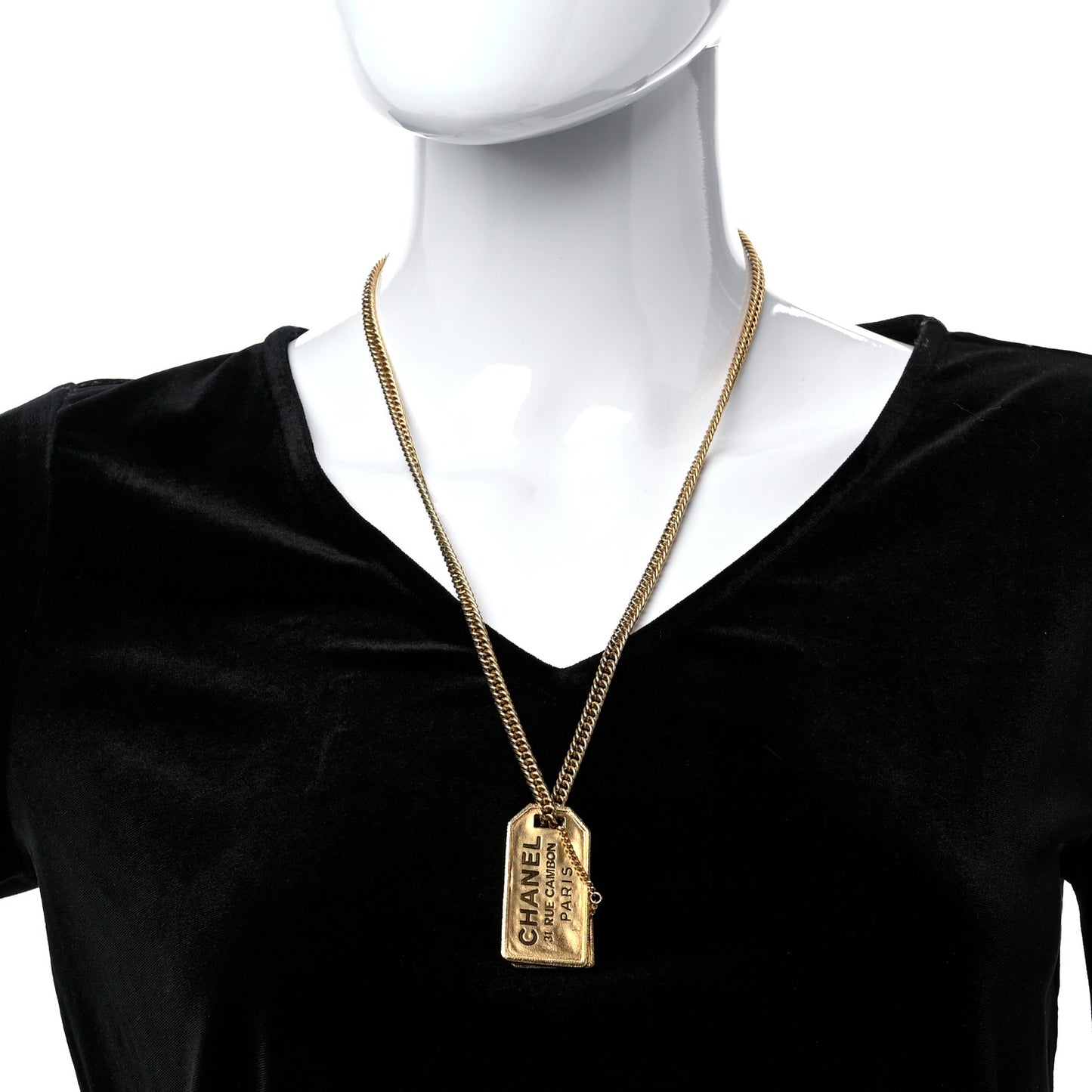 ID Dog Tag Charm Necklace Gold