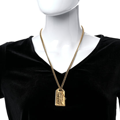 Chanel ID Dog Tag Charm Necklace Gold 3 of 8