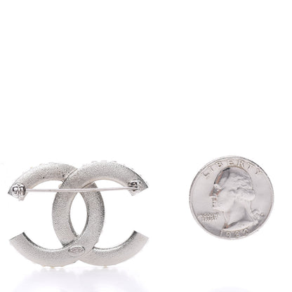 Chanel Pearl Crystal CC Brooch Silver 3 of 5