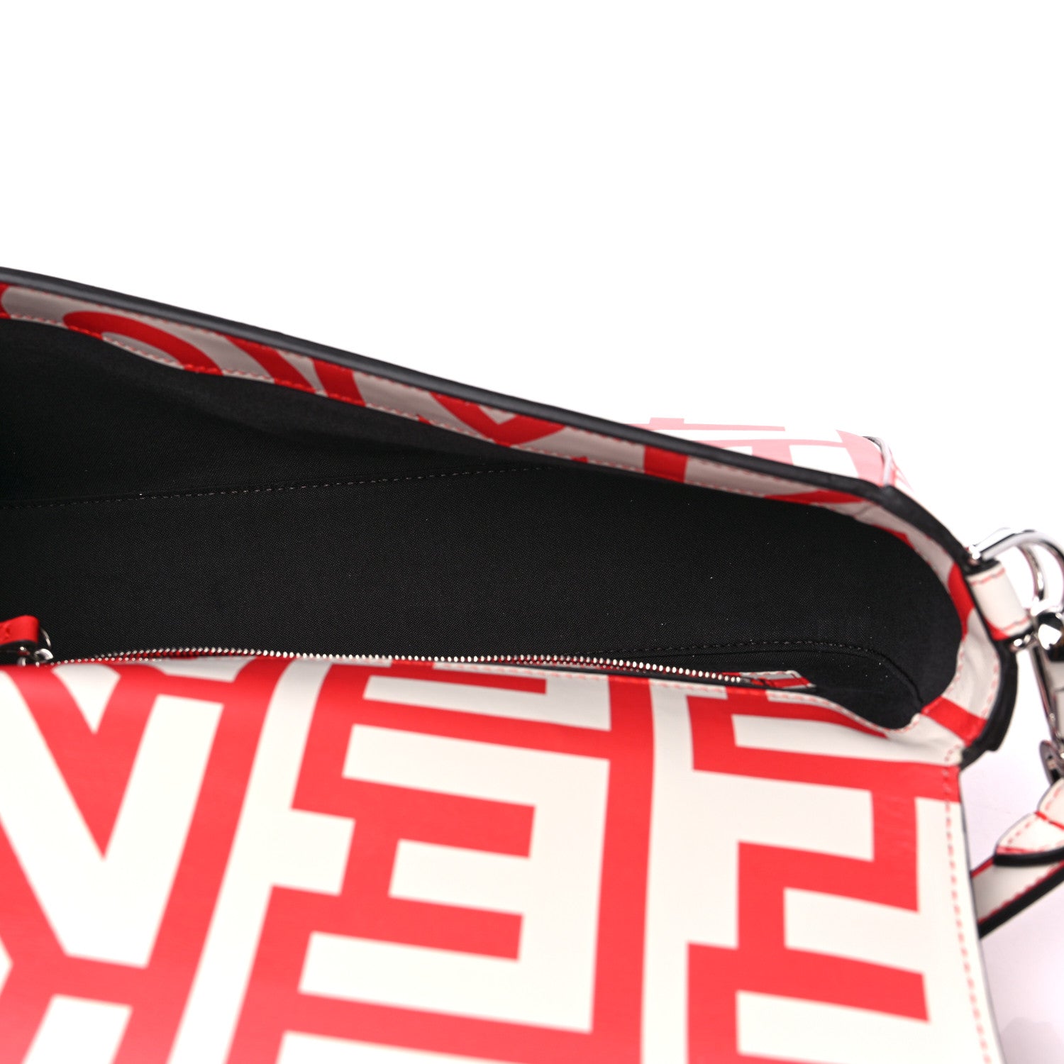 Fendi X MARC JACOBS Vitello Seta Logo Print Baguette Glow Coral White 5 of 8