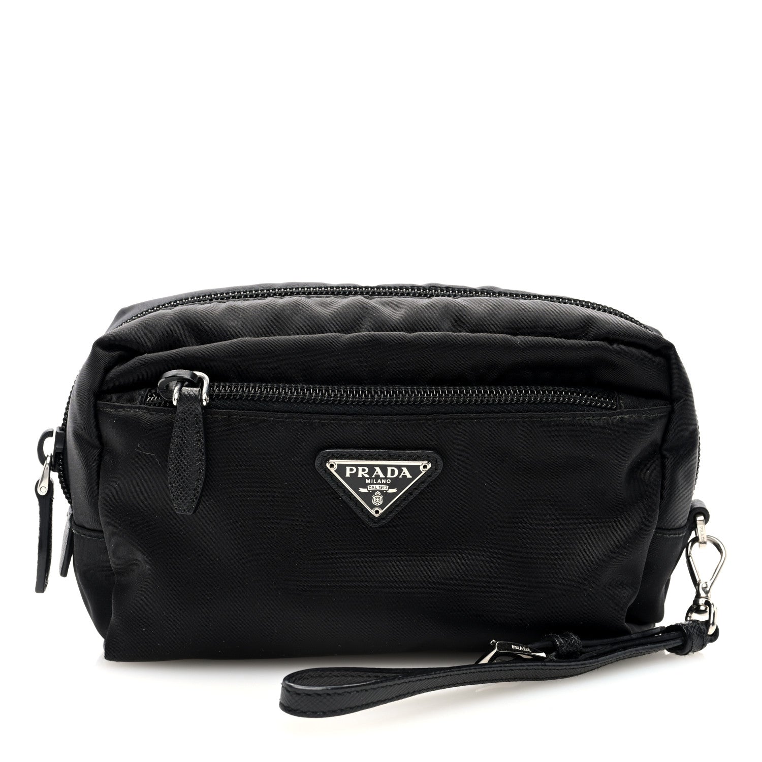 Prada Re-Nylon Saffiano Pouch Wristlet Black 1 of 6
