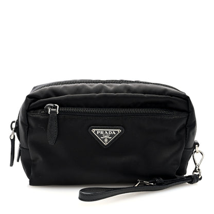 Prada Re-Nylon Saffiano Pouch Wristlet Black 1 of 6