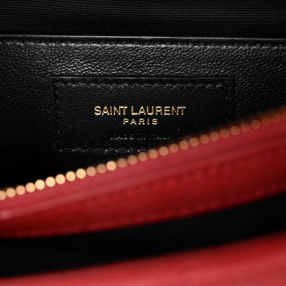 Saint Laurent Sheepskin Matelasse Chevron Monogram Medium College Bag Opyum Red 7 of 11