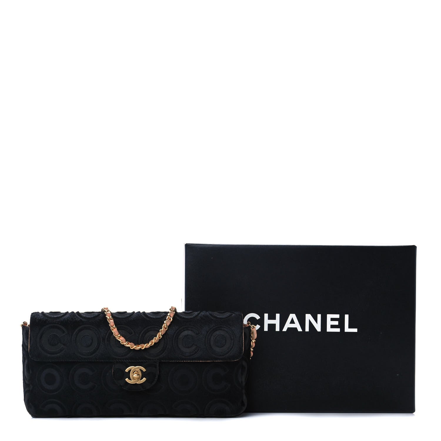 Chanel Pony Hair CocoDouble East West Flap Black Rose 15 of 15