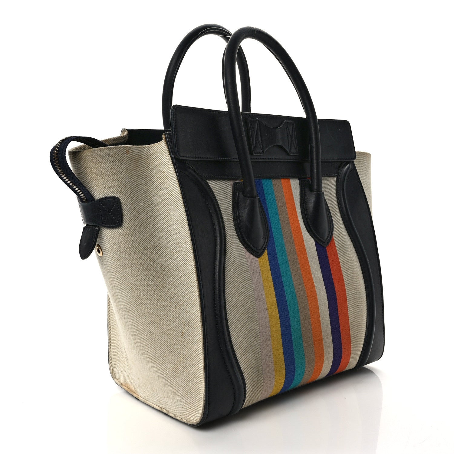 Celine Smooth Calfskin Striped Canvas Mini Luggage Multicolor 3 of 12