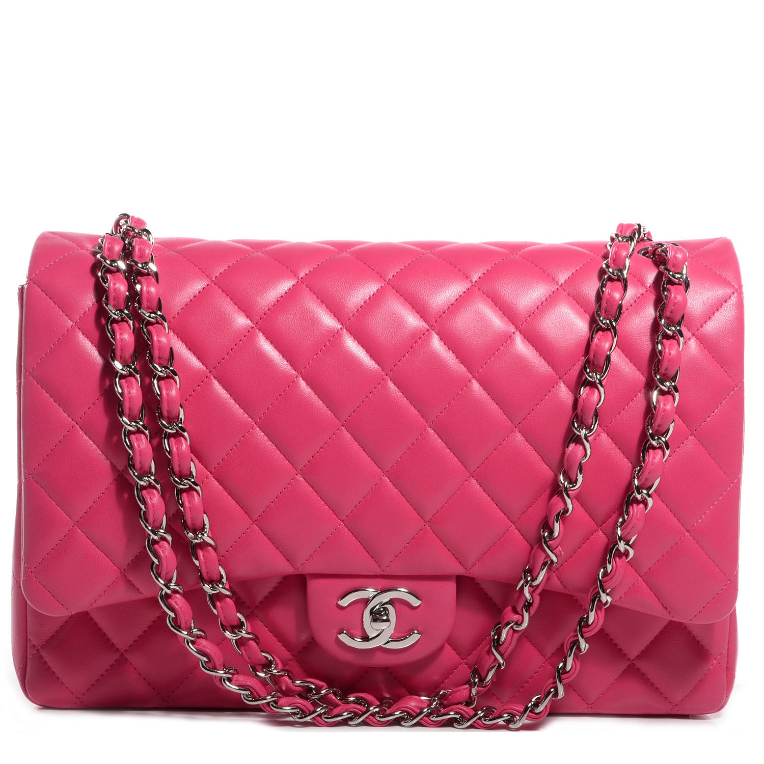 Chanel Lambskin Maxi Double Flap Dark Pink 1 of 8