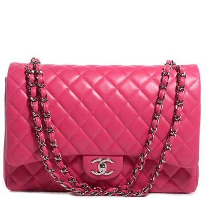 Chanel Lambskin Maxi Double Flap Dark Pink 1 of 8