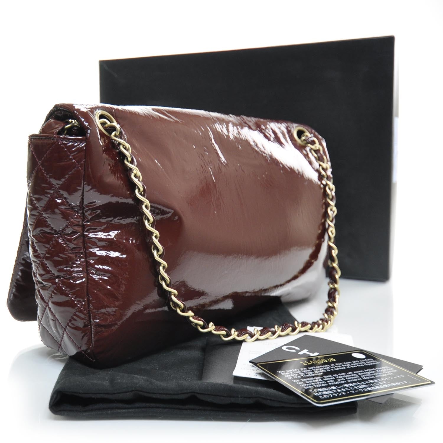 Chanel Vinyl Rock and Chain Medium Flap Bordeaux 2 of 12