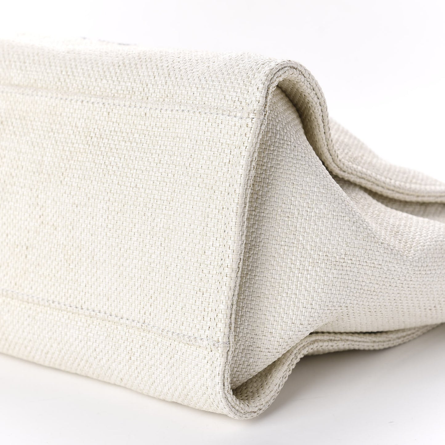 Woven Straw Raffia Medium Deauville Tote White Navy