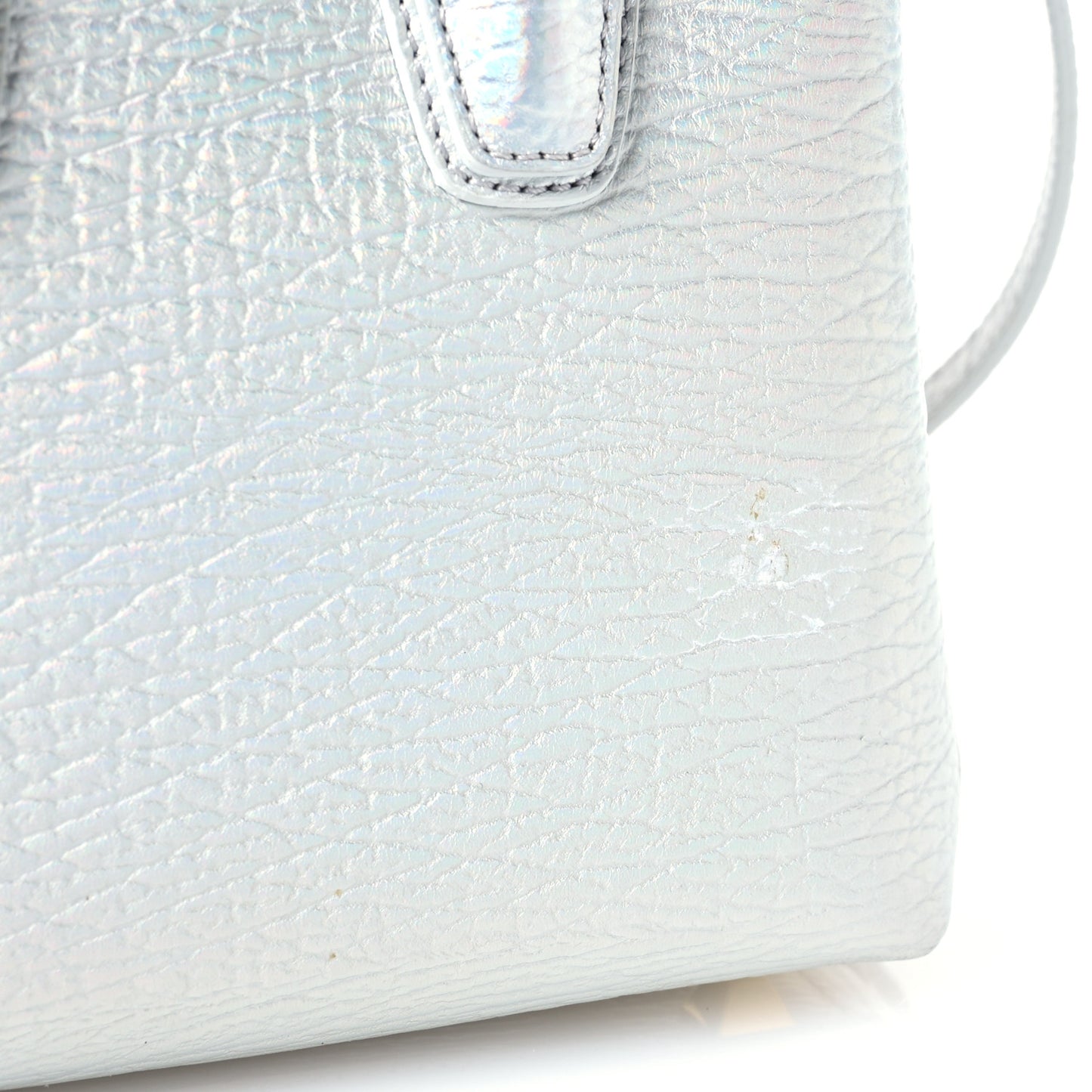 Calfskin Pearls Studded Mini Milla Tote White Flake