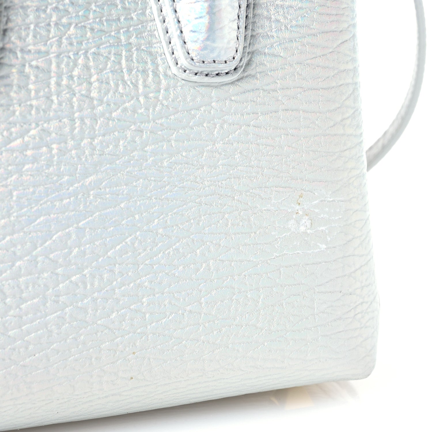 MCM Calfskin Pearls Studded Mini Milla Tote White Flake 14 of 15